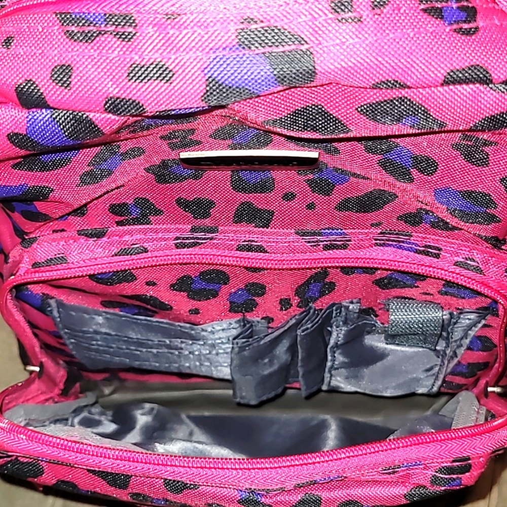 Pink Leopard Print Rolling Backpack - Picture 12 of 14